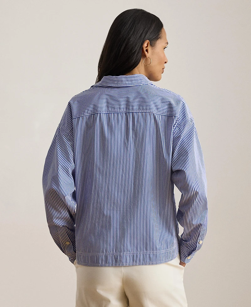 Lauren Ralph Petite Striped Cropped Shirt