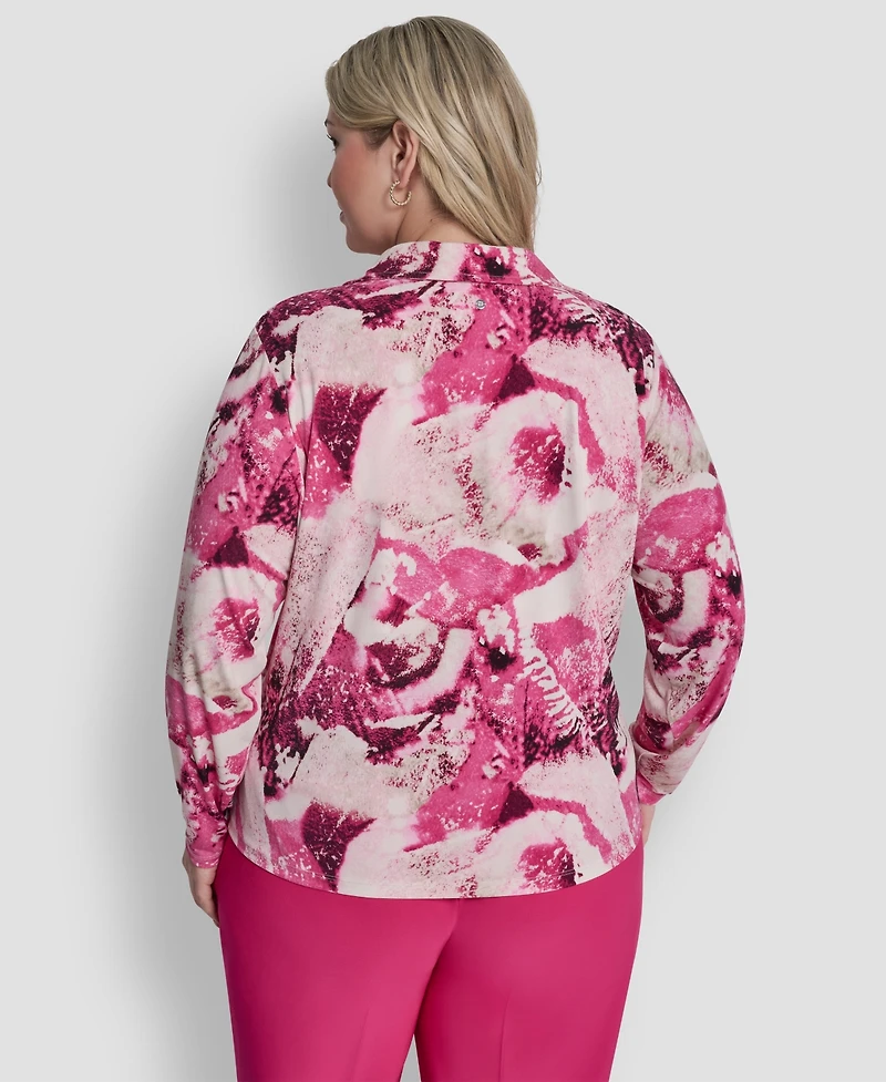 Dkny Plus Collared Long-Sleeve Top