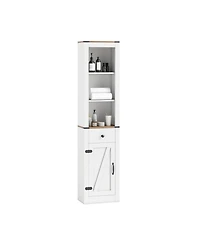 sumyeg 68 Inch Tall Bathroom Storage Cabinet with Barn Door and Drawer Organizer
