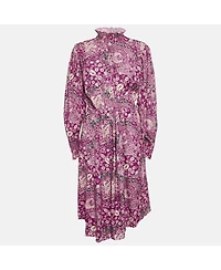 Pre-Owned Isabel Marant Women's Etoile Pink Printed Crepe Cescott Midi Dress