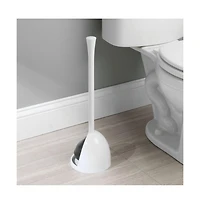 iDesign Bowl Plunger and Hideaway Holder for Bathroom Storage - White
