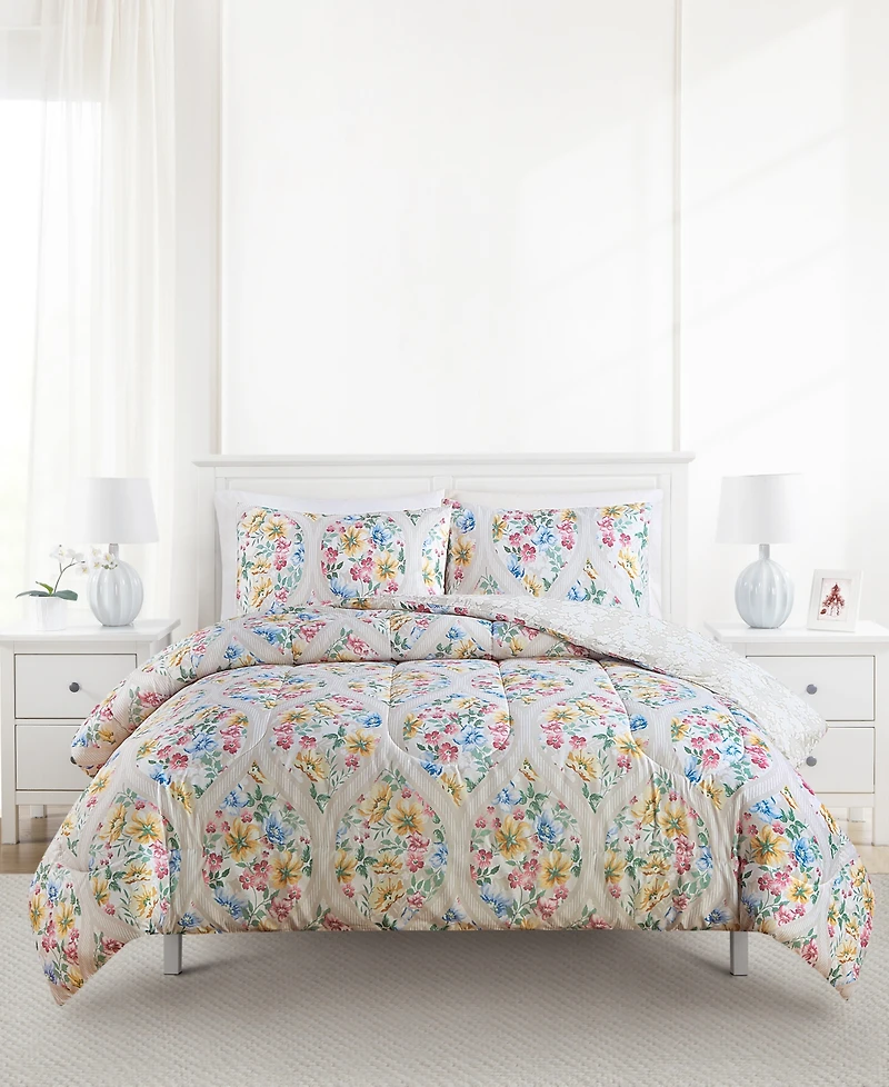 Enchante Accessories 3-Pc. Reversible Printed Microfiber Comforter Sets