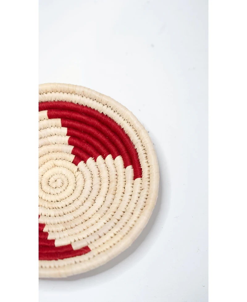 Wicker Village Sabai Grass Wall Basket Decor | Boho Hanging Wall Art | Red & Beige | Small Medium Large Bundle