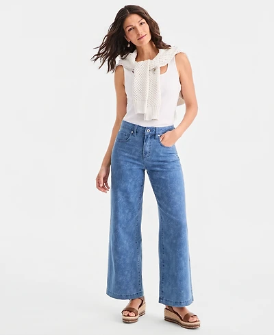 Style & Co Women's Printed High-Rise Wide-Leg Jeans, Macy's Exclusive
