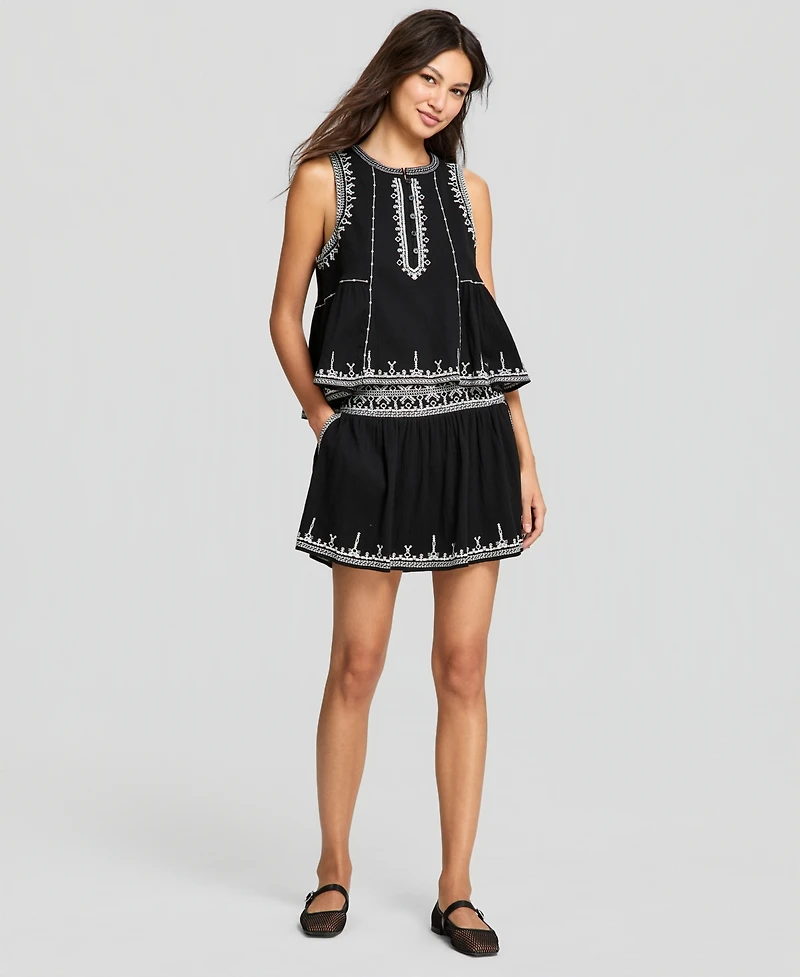And Now This Women's Embroidered-Trim Mini Skirt, Macy's Exclusive