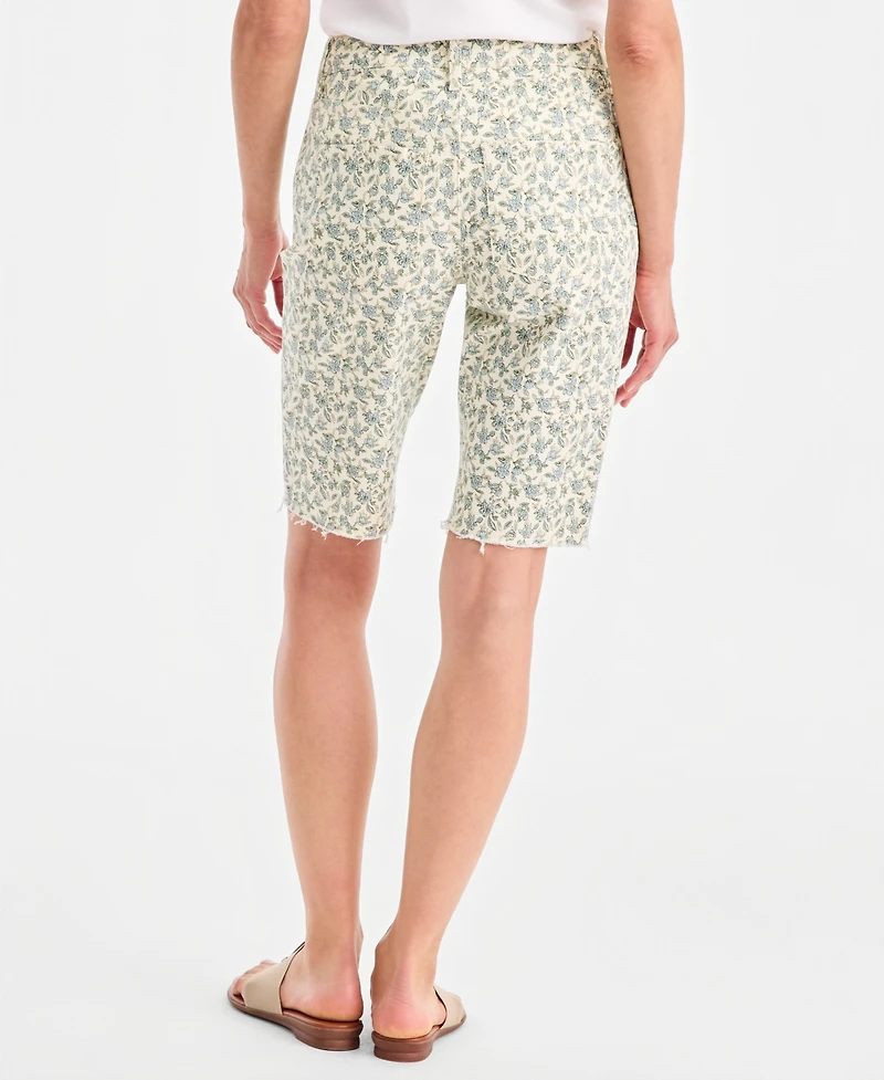 Style & Co Women's Printed Mid-Rise Raw-Edge Bermuda Short, Macy's Exclusive