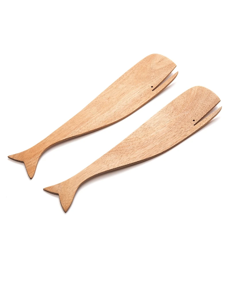 Ironwood Acacia Whale Salad Servers, Set of 2