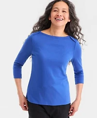 Style Co Womens Pima Cotton 3 4 Sleeve Boat Neck Top Pp 4x Created For Macys