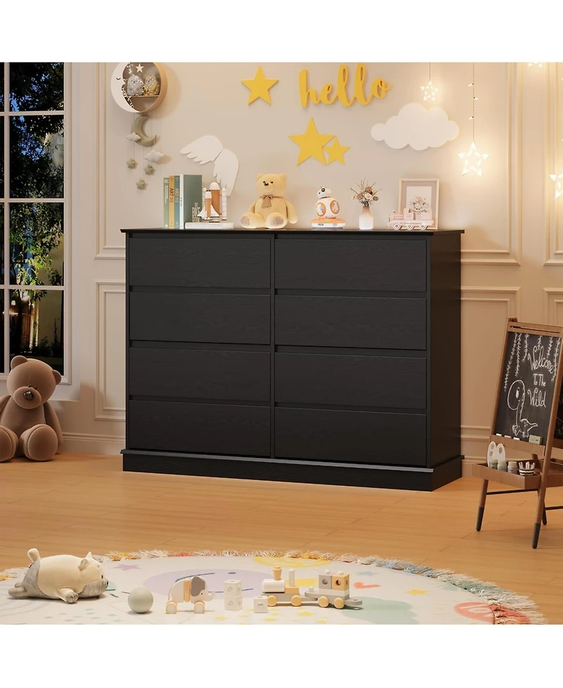 Gaomon 8-Drawer Dresser for Bedroom – Wide Oak Chest with Spacious Top, Modern Wooden Storage Organizer Closet, Living Room, Hallway