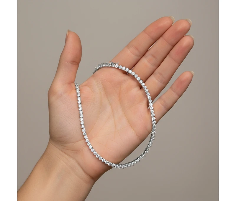 Flawless Tennis Necklace with Round Shape Cubic Zirconia