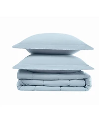 Brooklyn Loom Solid Cotton Percale 3-Pc. Comforter Set