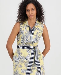 Nautica Women's Toile Floral-Print Sleeveless A-Line Dress