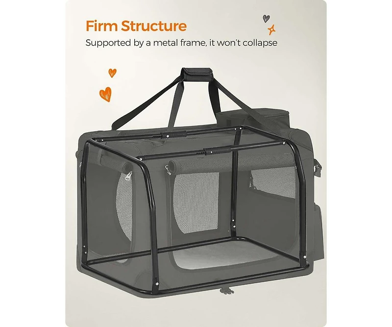 Cozito Foldable Soft Dog Crate, Portable Carrier with Steel Frame, Mesh Windows, Storage Pockets
