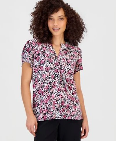 Anne Klein Essentials Petite Printed Tulip Sleeve Top