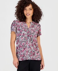 Anne Klein Essentials Petite Printed Tulip Sleeve Top