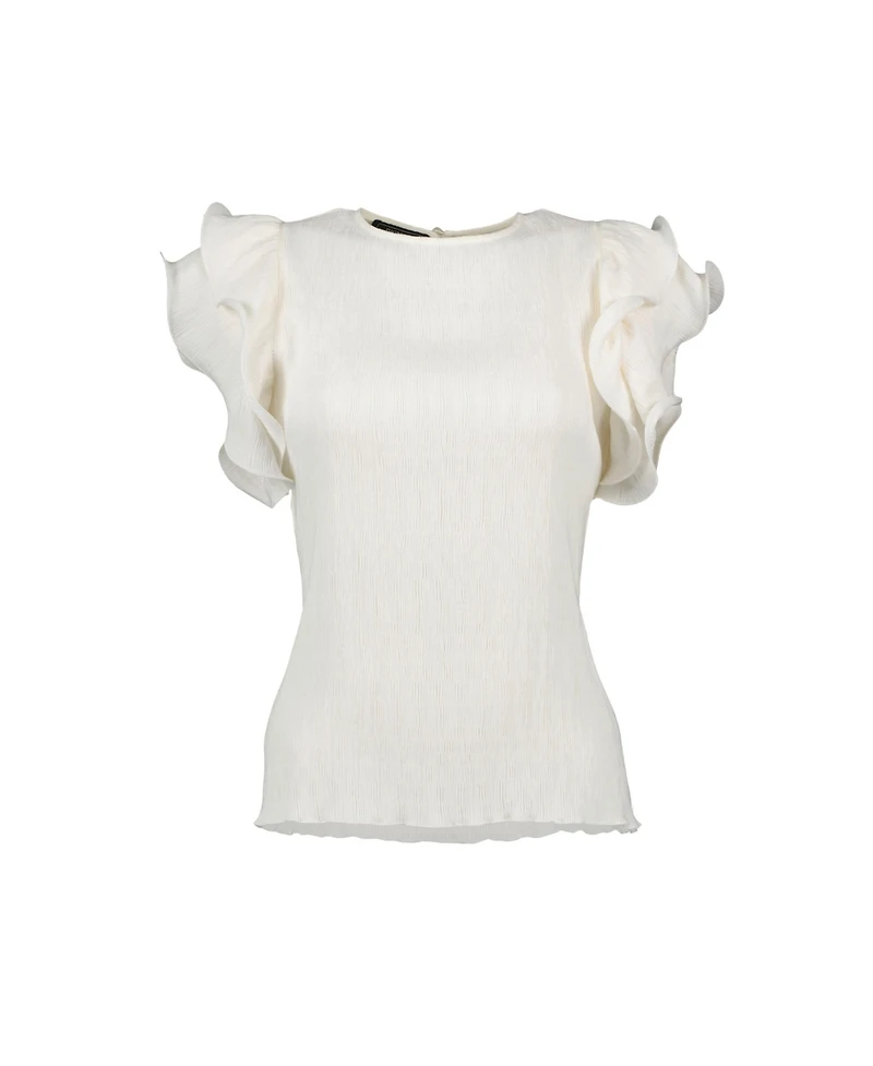 Ivonne Women's Ruffled Sleeve Textured Blouse