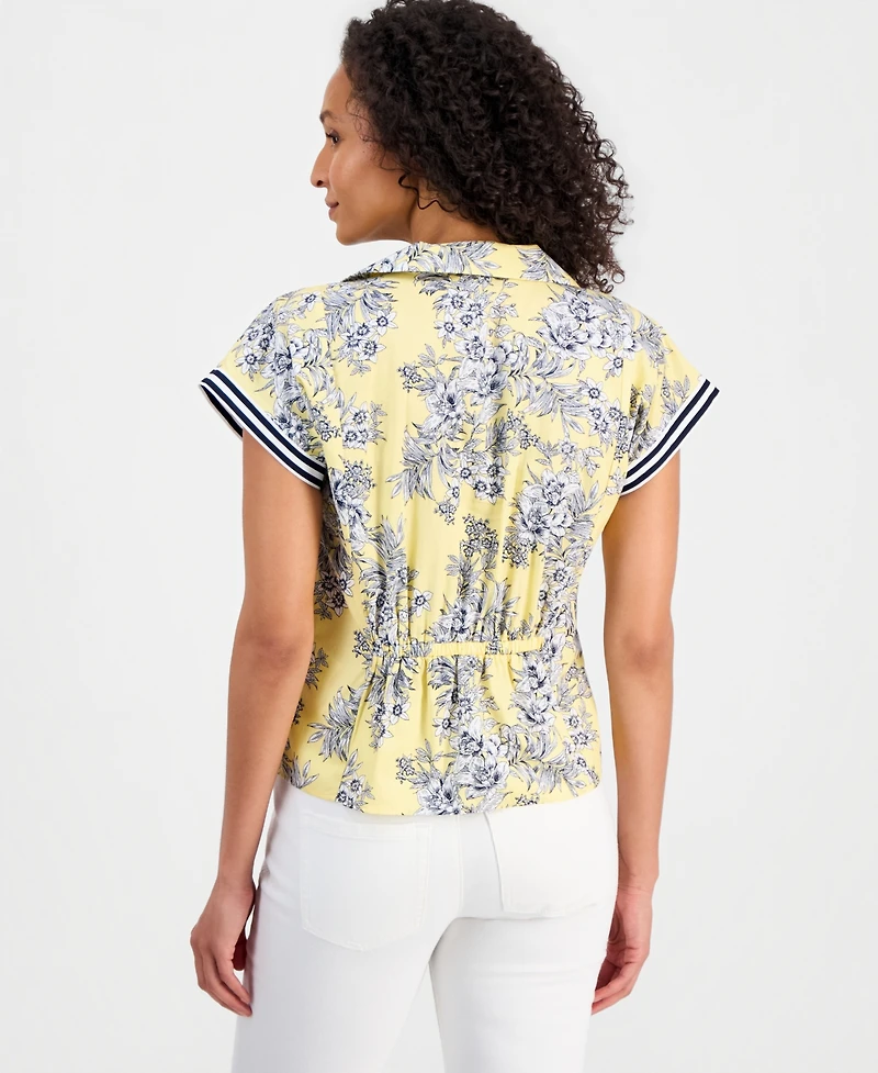 Nautica Women's Cotton Toile Button-Front Blouse