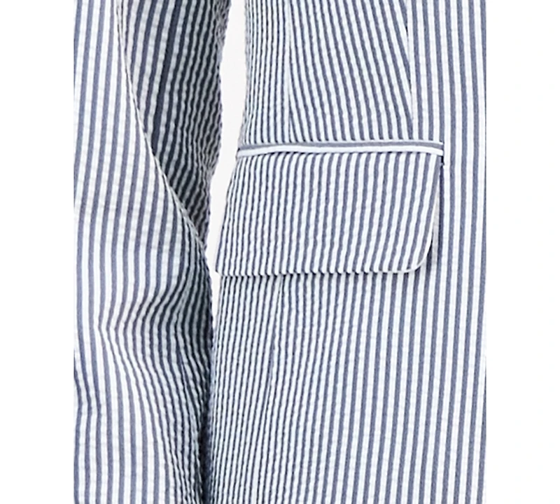 Le Suit Women's Long-Sleeve Seersucker Pantsuit