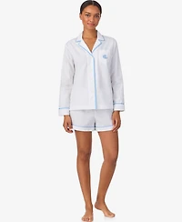 Lauren Ralph Women's 2-Piece Notch Collar Shirt and Shorts Pajama Set