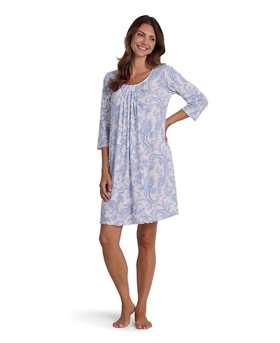 Miss Elaine Women's Long-Sleeve Printed Sleepwear Nightgown