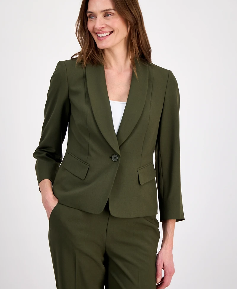 Le Suit Women's One-Button 3/4-Sleeve Pantsuit