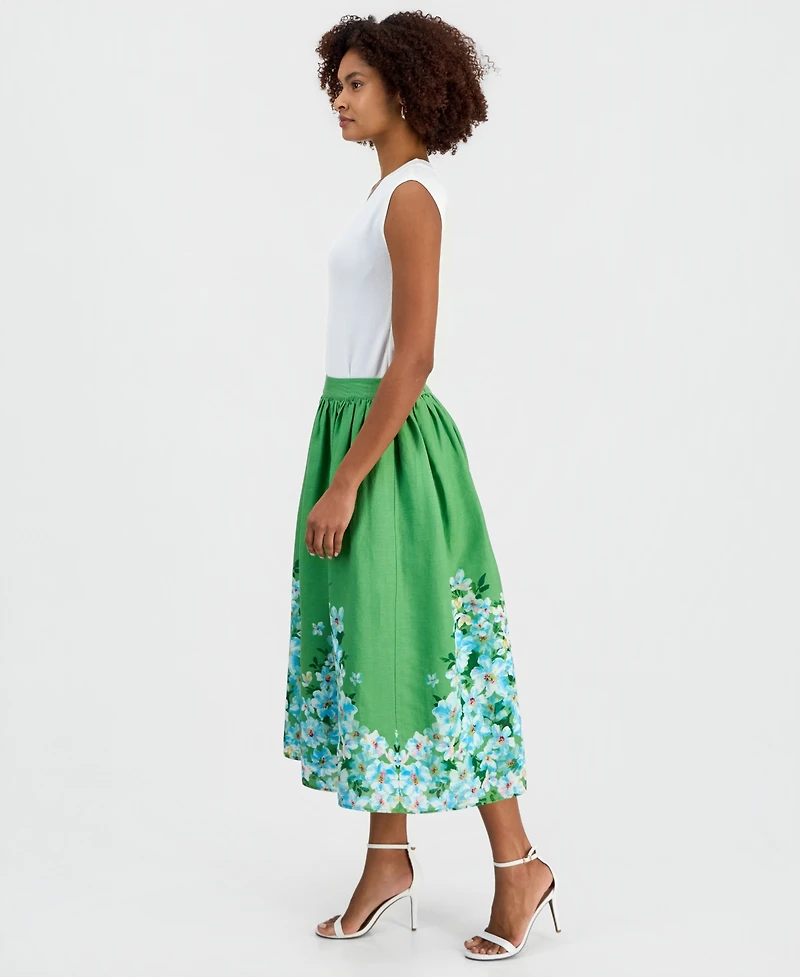 T Tahari Women's Placed Floral Midi Skirt