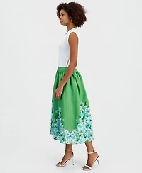 T Tahari Women's Placed Floral Midi Skirt