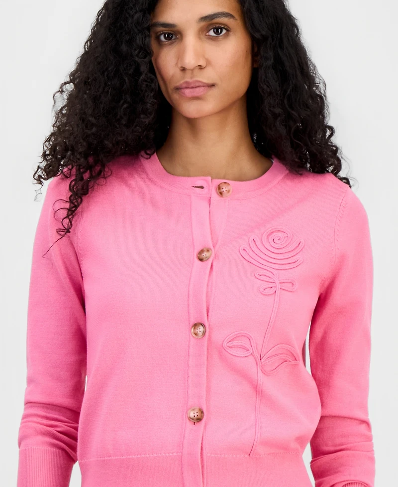 T Tahari Women's Rose-Soutache Cardigan