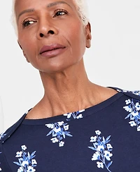 Style & Co Petite Relaxed Fit Long-Sleeve Boat Neck Knit Top