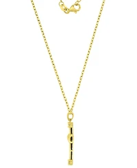 Macy's Onyx and Diamond (0.036 ct. t.w.) Cross Necklace in 14k Yellow Gold Over Sterling Silver