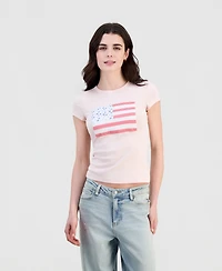 Just Polly Juniors' Patchwork Flag Short-Sleeve T-Shirt
