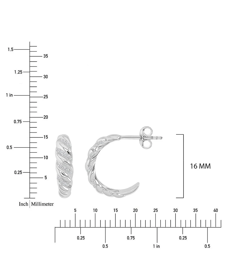 Macy's Cubic Zirconia (0.36 ct. t.w.) Rhodium Over Sterling Silver Twisted Hoop Earrings
