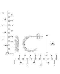 Macy's Cubic Zirconia (0.36 ct. t.w.) Rhodium Over Sterling Silver Twisted Hoop Earrings