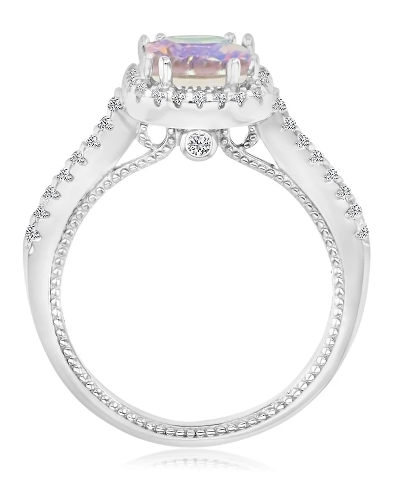 Macy's Aurora Borealis (6.12 ct. t.w.) and Cubic Zirconia Cushion (6.13 ct. t.w.) Cut Halo Ring