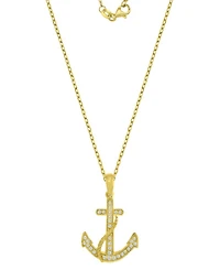 Macy's Diamond (0.098 ct. t.w.) Anchor Necklace in 10k Yellow Gold