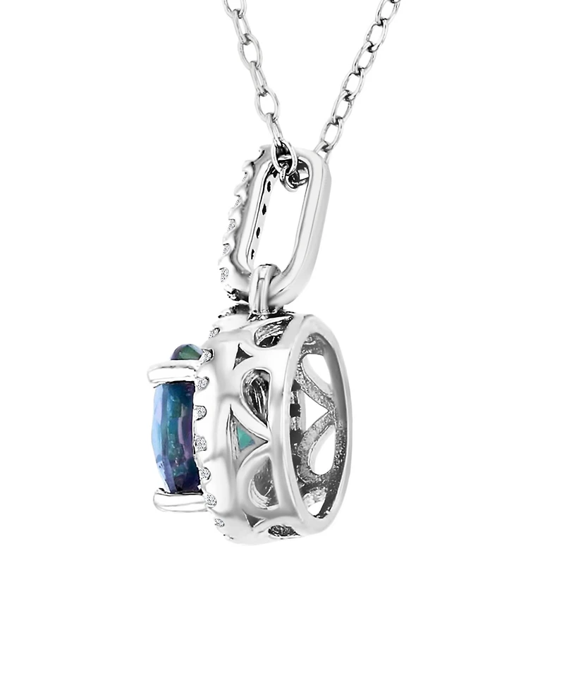 Macy's Diamond (0.15 ct. t.w.) and Mystic Green Halo Necklace