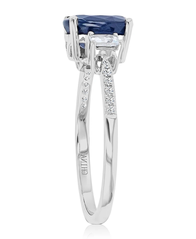 Macy's Diamond (0.054 ct. t.w.), Blue & White Sapphire (1.95 ct. t.w.) Ring in 14K White Gold