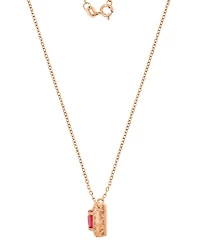 Macy's Ruby (0.65 ct. t.w.) & Diamond (0.08 ct. t.w.) Cushion Necklace 14k Rose Gold