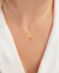 Macy's Created Ruby (0.4 ct. t.w.) Double Hearts Pendant Necklace in 10k Yellow Gold