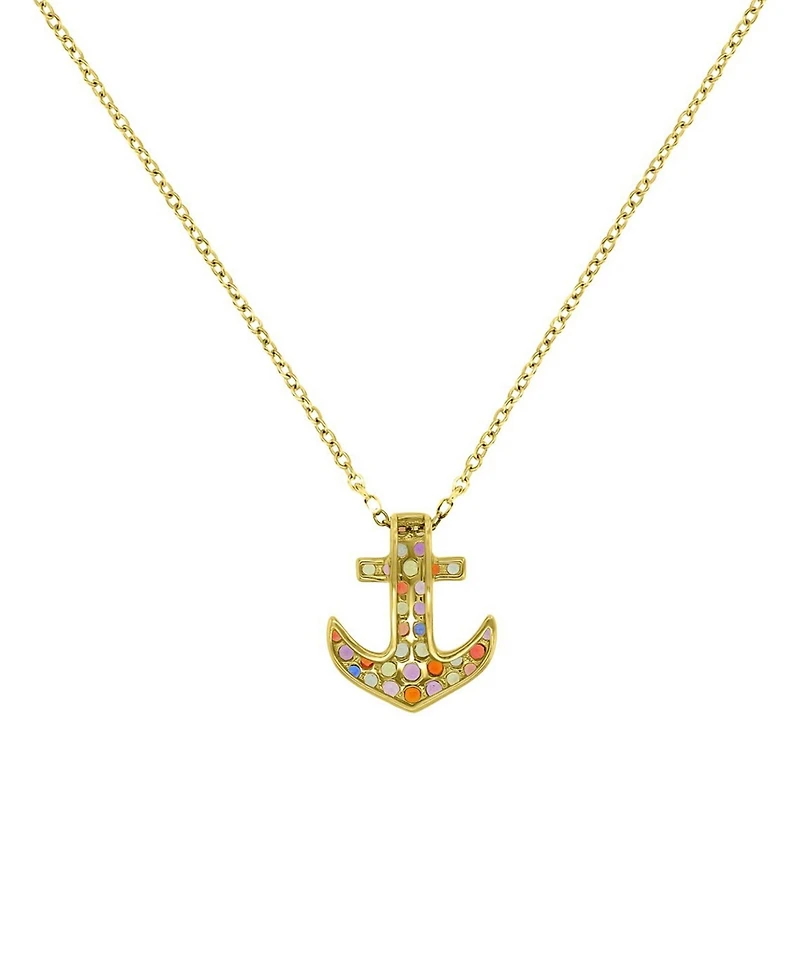 Macy's Sapphire (0.68 ct. t.w.) Anchor Necklace in 14K Yellow Gold Over Sterling Silver