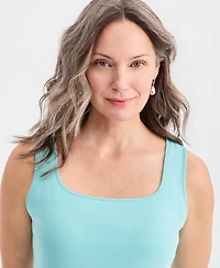 Style & Co Women's Cotton Square-Neck Tank Top, Exclusively at Macy's