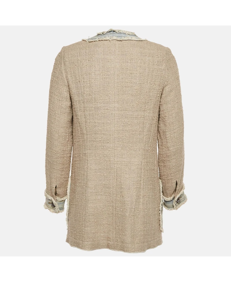 Pre-Owned Dolce & Gabbana Women's Beige Denim Trim Tweed Jacket
