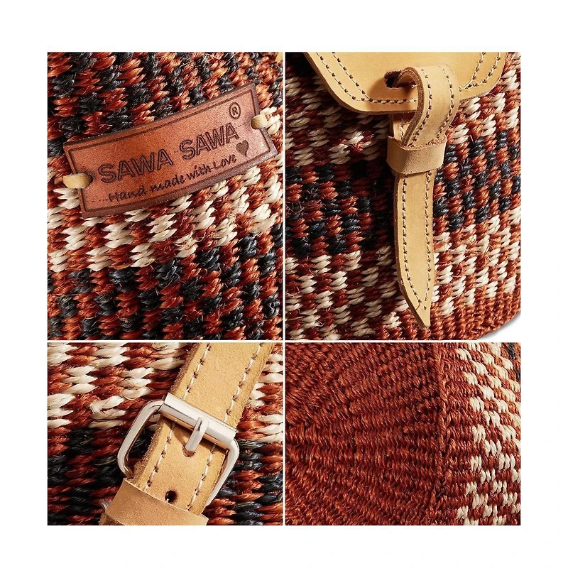 Life Damier Pattern Handwoven Sisal Straw Crossbody Shoulder Bag