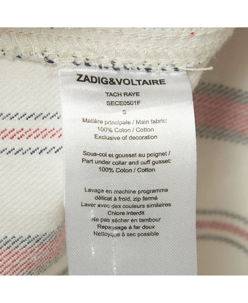 Pre-Owned Zadig & Voltaire Women's White Striped Cotton Tach Raye Jacket