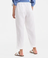 Charter Club Women's 100% Linen Pleated-Front Tapered Pants, Macy's Exclusive