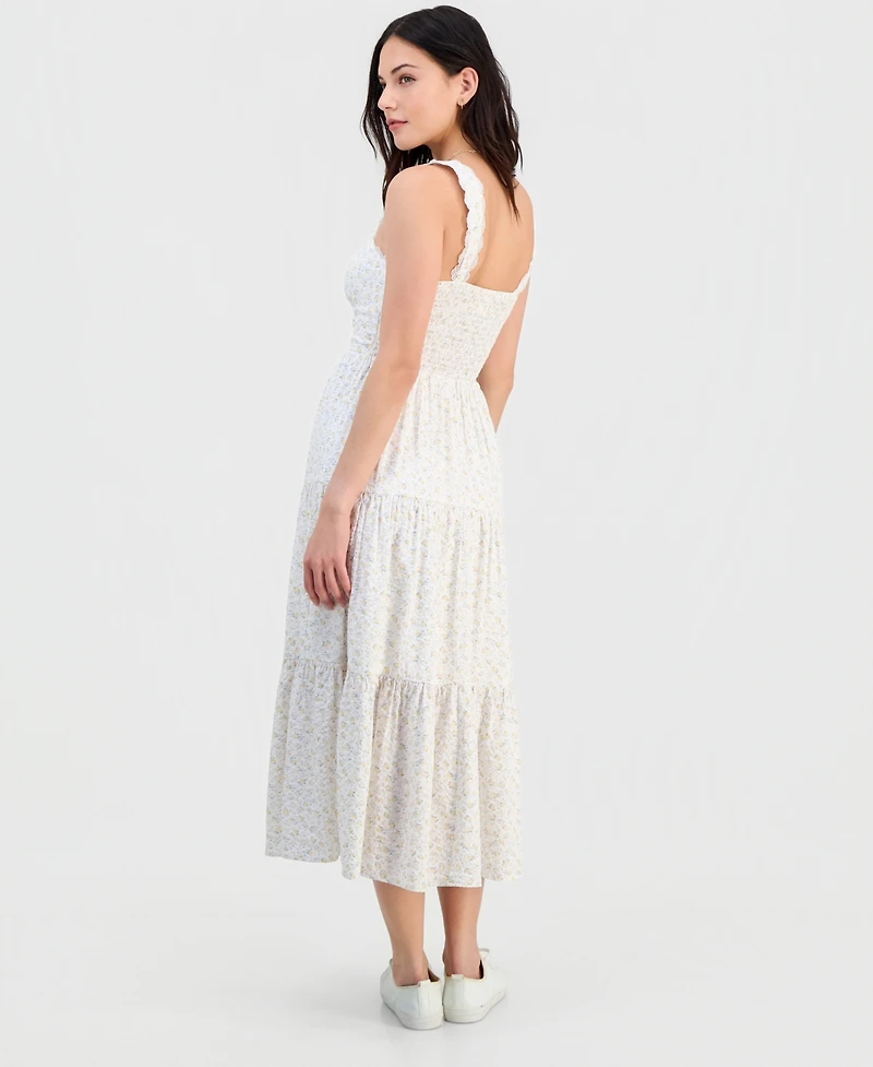 Self Esteem Juniors' Ditsy Floral Sweetheart-Neck Maxi Dress