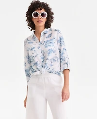 Charter Club Petite Floral Print Long-Sleeve Shirt, Macy's Exclusive