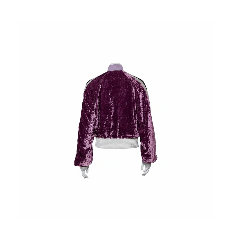 Pre-Owned Off-White Women's Purple Crushed Velvet Zipper Front Bomber Jacket