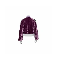 Pre-Owned Off-White Women's Purple Crushed Velvet Zipper Front Bomber Jacket