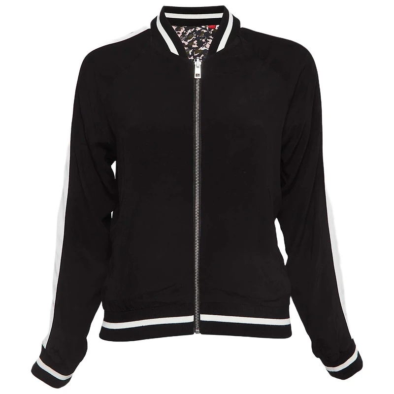 Pre-Owned Zadig & Voltaire Women's Pre-Owned Zadig and Voltaire Pink/black Printed Crepe Reversible Bomber Jacket